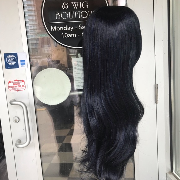 Blue black Wig Lacefront Swisslace Long Layers Wig